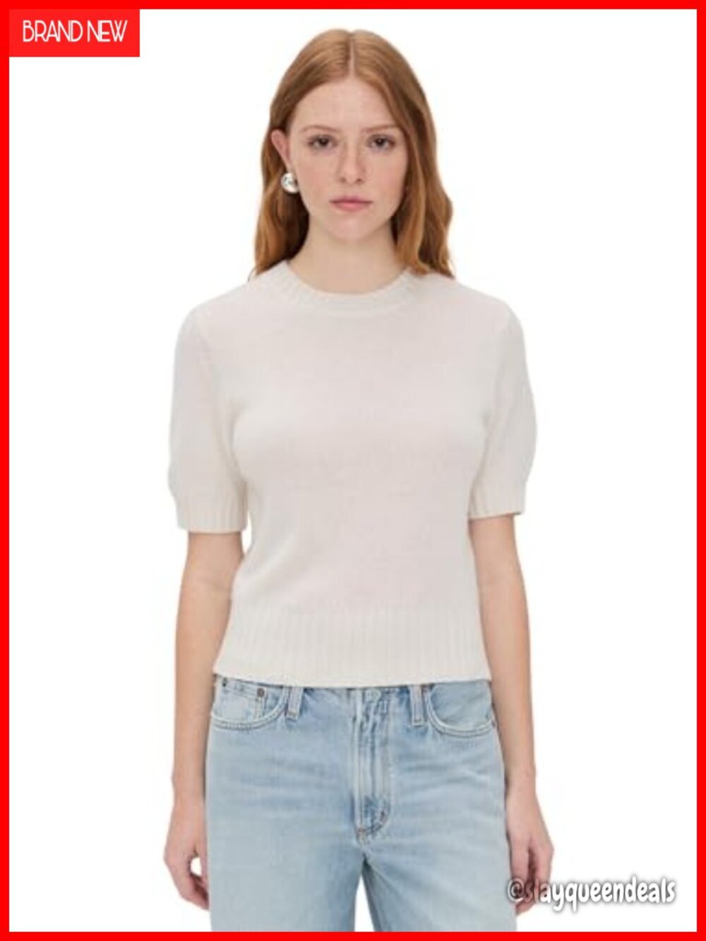 Cashmere T-Shirt Sweater Short Sleeve Crew Neck Pullover